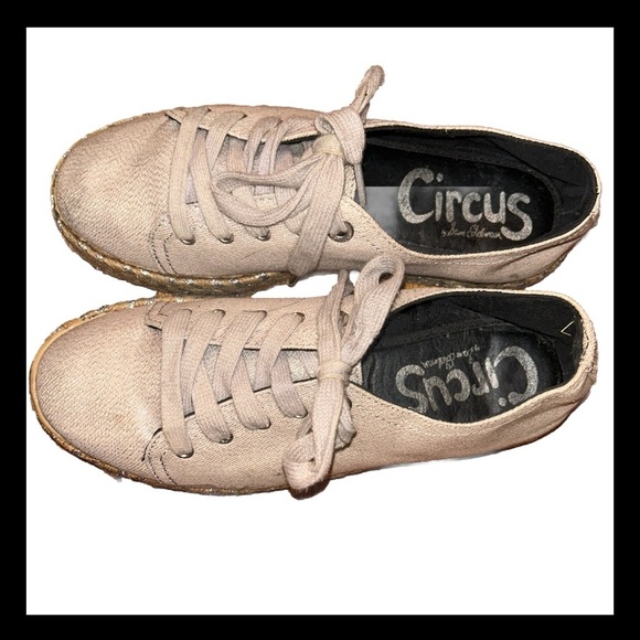 🎉HP🎉Circus by Sam Edelman Metallic Espadrilles Platform Gold Shimmer Sneakers 8 - Picture 6 of 13